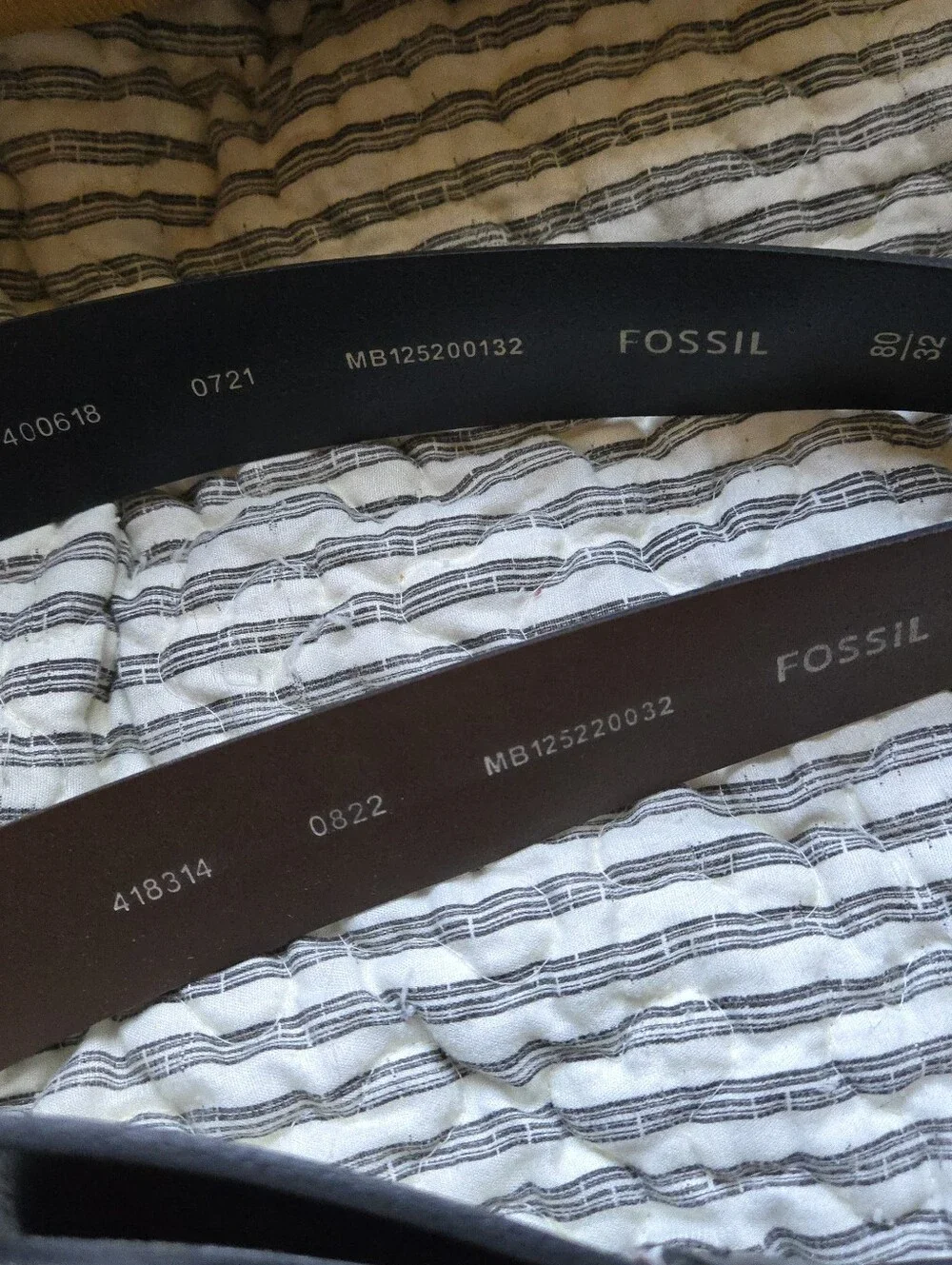Fossil Men's Leather Belts - Black and Brown, SIZE 32